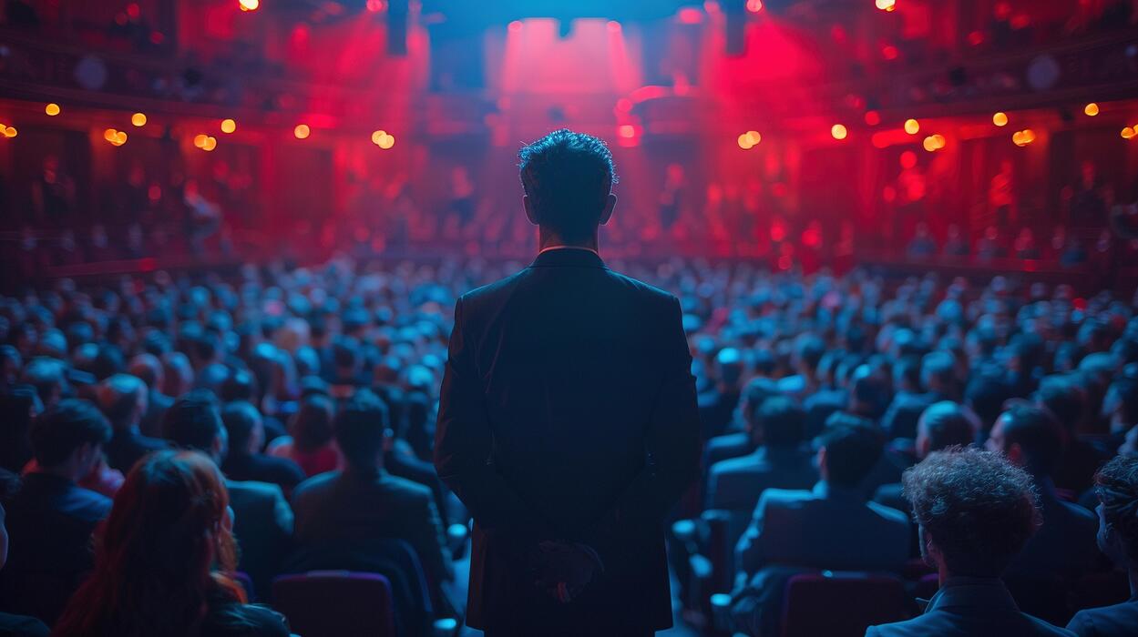 Business-Konferenz mit Speaker auf der Bühne